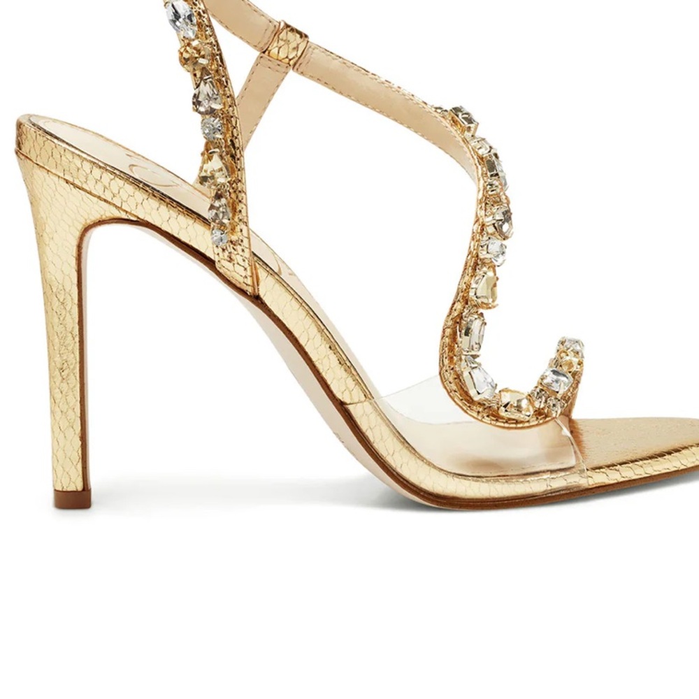 Jessica Simpson Jaycin metallic crystal embellishment strappy sandal Size 8M - Picture 7 of 17